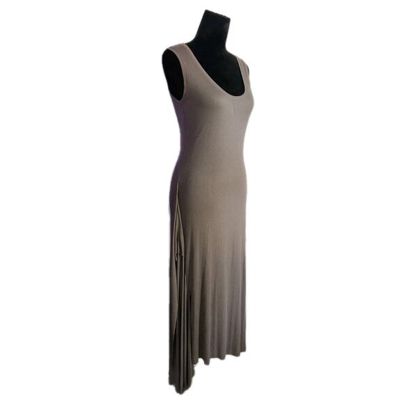 Nwot Bcbgmaxazria Women's Taupe Ribbed Tank Maxi Dress With Side Slit Medium - Picture 2 of 7